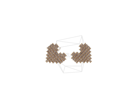 ERG-2551-G【2個入り】キュービックハートピアス/Cubic Heart Post Earrings 1枚目の画像