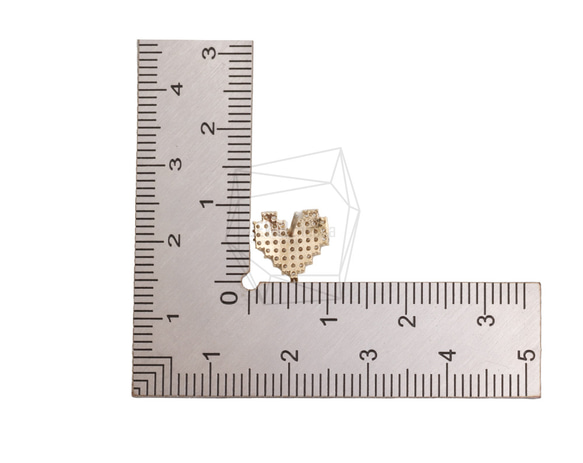 ERG-2551-G【2個入り】キュービックハートピアス/Cubic Heart Post Earrings 5枚目の画像