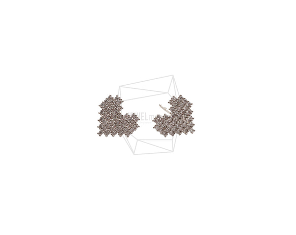 ERG-2551-R【2個入り】キュービックハートピアス/Cubic Heart Post Earrings 1枚目の画像