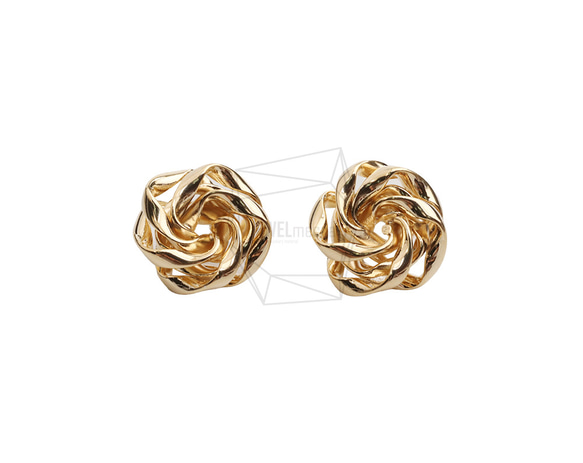 ERG-2552-G【2個入り】スワールピアス/Swirl Post Earrings/17mm X 17mm 1枚目の画像