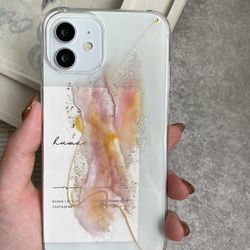 ✴︎ ニュアンスiPhoneケース　くすみ　　pink×orange 3枚目の画像