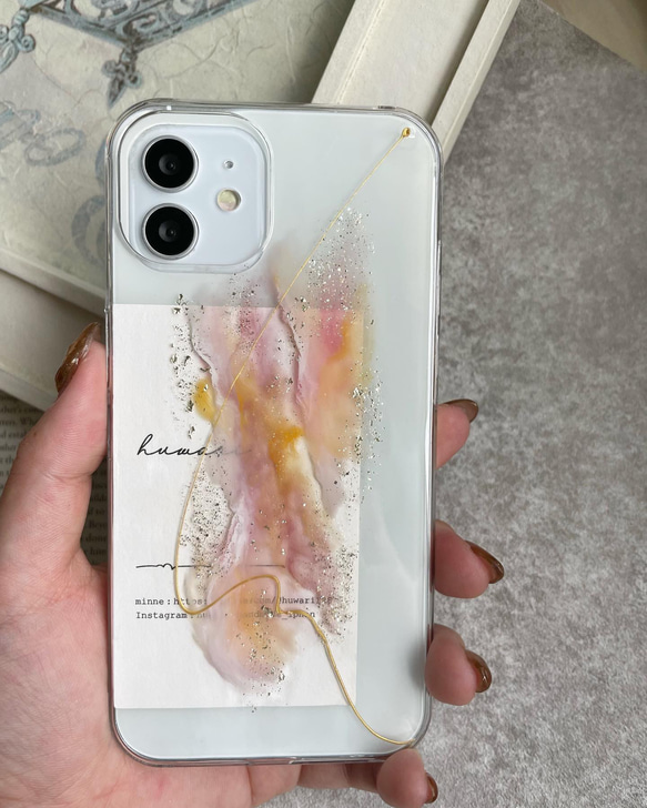 ✴︎ ニュアンスiPhoneケース　くすみ　　pink×orange 3枚目の画像