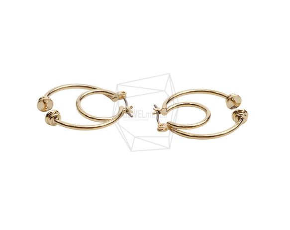 ERG-2553-G【2個入り】ダブルラウンドピアス,Double round Post Earring 3枚目の画像