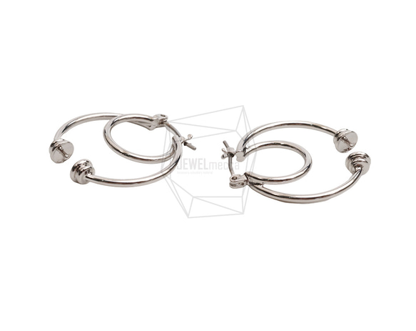 ERG-2553-R【2個入り】ダブルラウンドピアス,Double round Post Earring 3枚目の画像