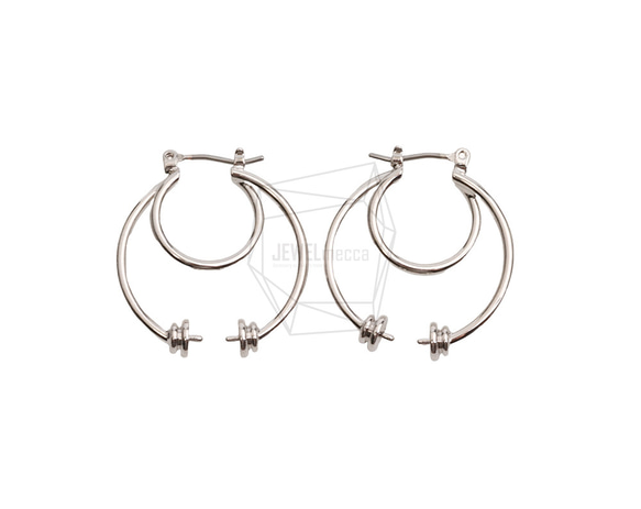 ERG-2553-R【2個入り】ダブルラウンドピアス,Double round Post Earring 1枚目の画像