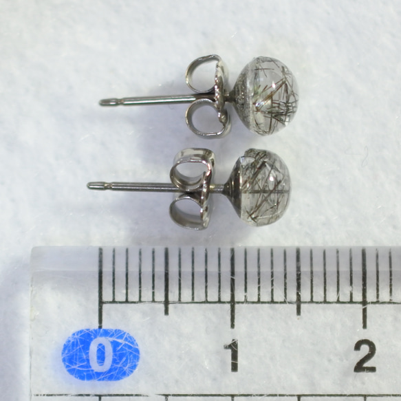 (1 件) 黑色電氣石石英耳環（6 毫米，鈦柱） 第5張的照片