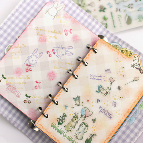 在庫少【ミニ6穴 ひょっこり動物インデックス】 シール付 覗く動物たち