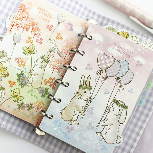 在庫少【ミニ6穴 ひょっこり動物インデックス】 シール付 覗く動物たち