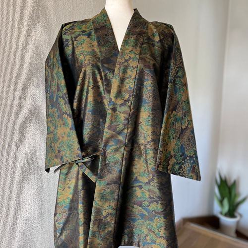 ◇おふく◇大島紬 グリーンアンサンブル （平和屋本店□男性 玉紬 