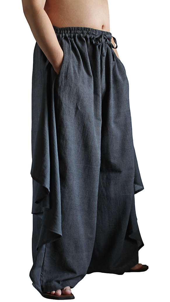 ジョムトン手織り綿翼付きデザインパンツスーツ（DFS-043-01) 5枚目の画像