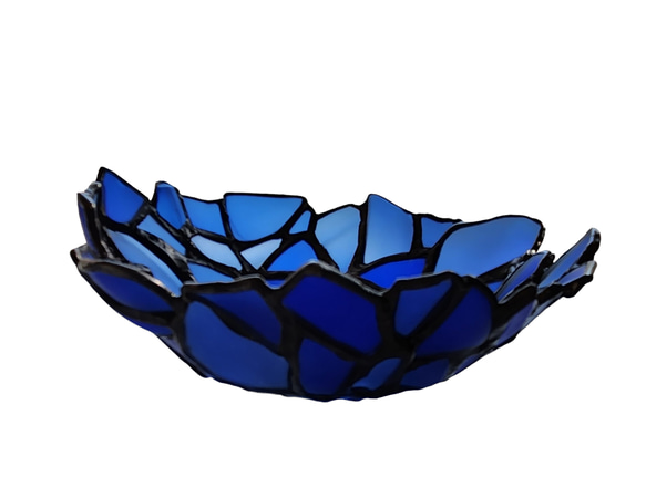 シーガラスアート　青いボウル　小物入れ　ギフト　ステンドグラス　インテリアアイテム　サンキャッチャー　一点物　送料無料 9枚目の画像