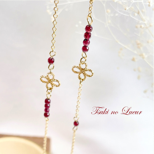 ♪300❤️ クローバーパールガラスストーンマスクチェーンハンドメイド