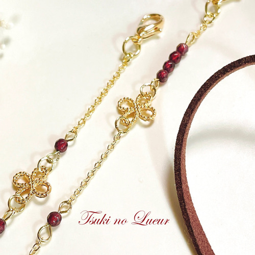 ♪300❤️ クローバー パール ガラスストーン マスクチェーン ハンドメイド