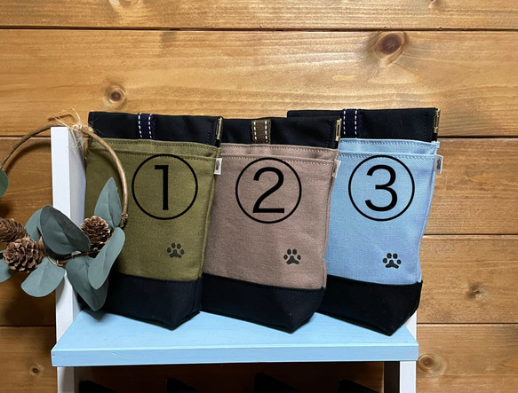 小型犬用　撥水帆布の消臭マナーポーチ　7色からお選び下さい 2枚目の画像