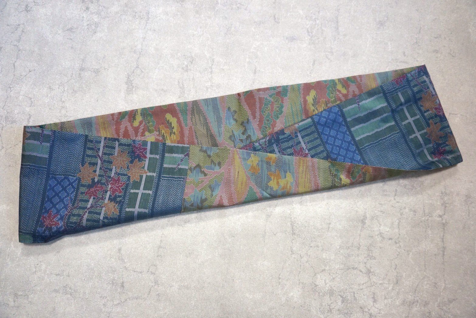 着物リメイク結城紬のパッチワークワンピース