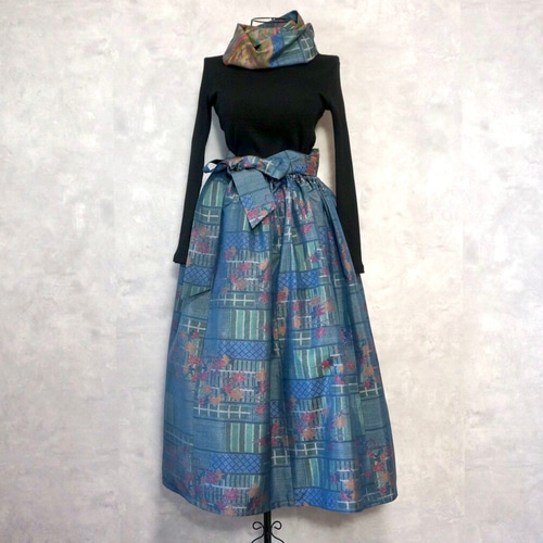 感謝の¥5000off＊【一点モノ】大島紬 着物リメイク ギャザー