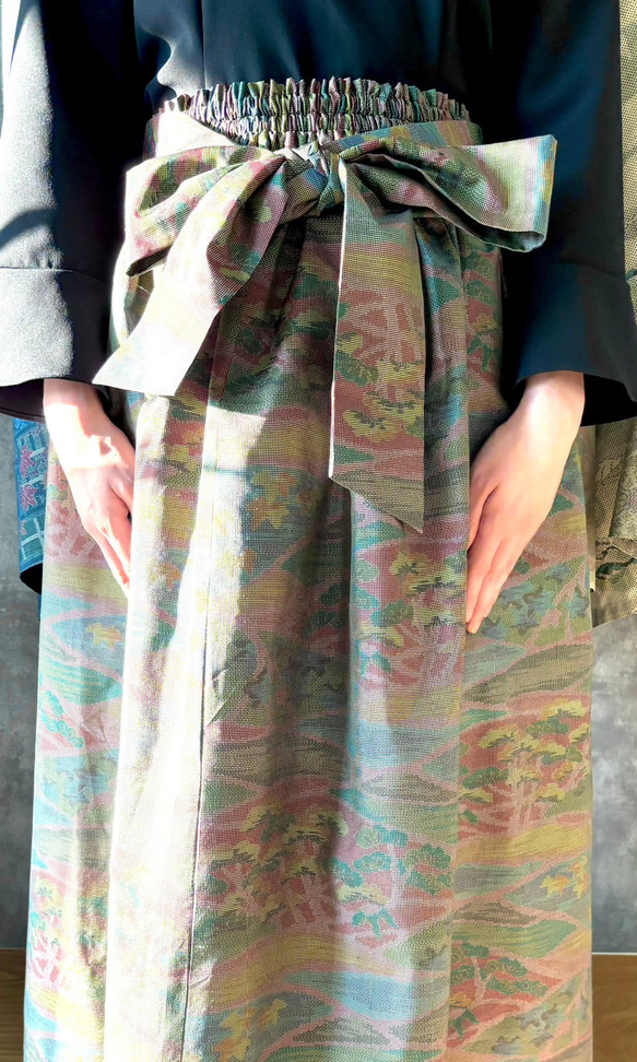 着物リメイクスカート&スヌード〜四季で心地良い上質大島紬素材〜kimono remake  skirt よかきもの 9枚目の画像