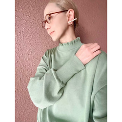 顏色和形狀都會讓你興奮❤️成人可愛的針織❤️國產原創套頭衫❤️寬鬆的身體覆蓋❤️綠色&amp;薰衣草 第2張的照片