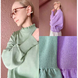 顏色和形狀都會讓你興奮❤️成人可愛的針織❤️國產原創套頭衫❤️寬鬆的身體覆蓋❤️綠色&amp;薰衣草 第1張的照片
