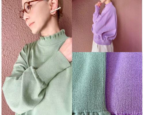 ♡マカロンカラー♡ラベンダー パープル 紫 セーター ニット 宝石 66949ad772d863b2f49d2a50915092
