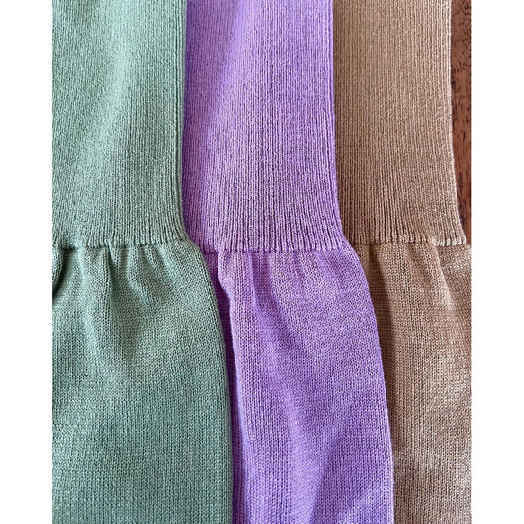 色と形にキュンとする❤️大人の可憐ニット❤️国産オリジナルプルオーバー❤️ゆったり体型カバー❤️グリーン＆ラベンダー 7枚目の画像