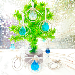 クリスマスツリーオーナメント ドロップ ブルー系 6点セット 2枚目の画像