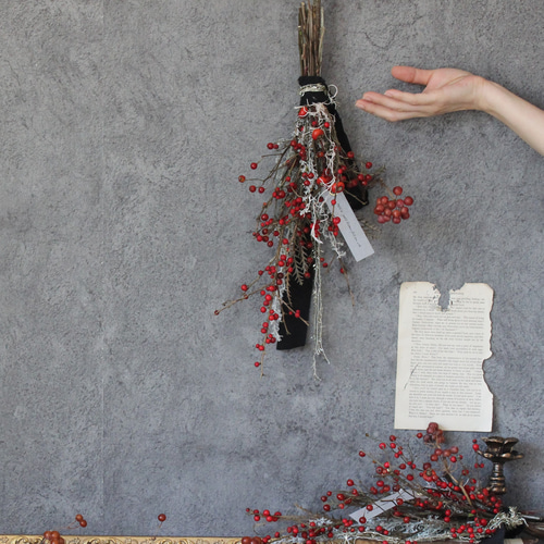 swag[berry]№1 赤い実のスワッグ ＊＊ ドライフラワー クリスマス 赤