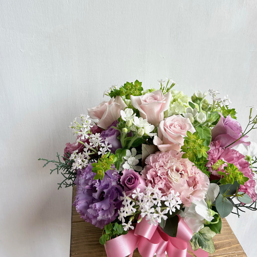 生花】フラワーアレンジメント ピンクとパープル ドライフラワー 花