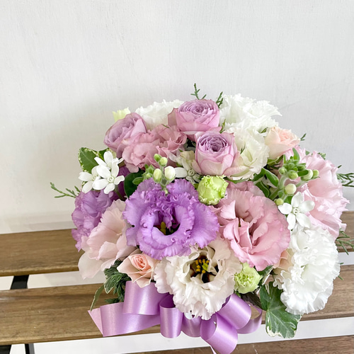 生花】フラワーアレンジメント ピンクとパープル ドライフラワー 花