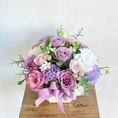 生花】フラワーアレンジメント ピンクとパープル ドライフラワー 花