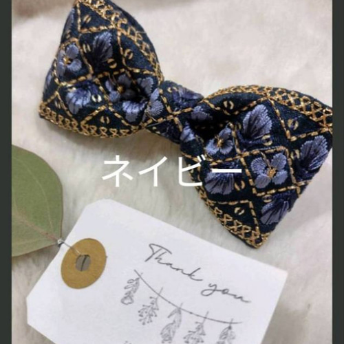 8color】大きなリボンのインド刺繍ポニーフック ポニーフック