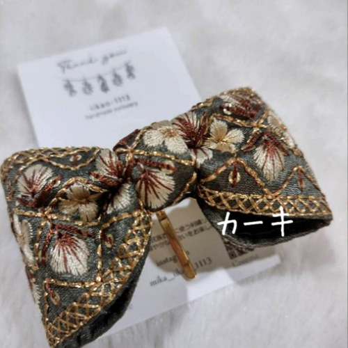 ꕤインド刺繍生地 ポニーフック ヘアカフ 黒 アンティーク ベロアꕤ ꕤ