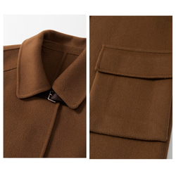 100％ウールコート　ウールツイード生地コート　襟にベルトボタン　キャメル　S-L #358　 16枚目の画像