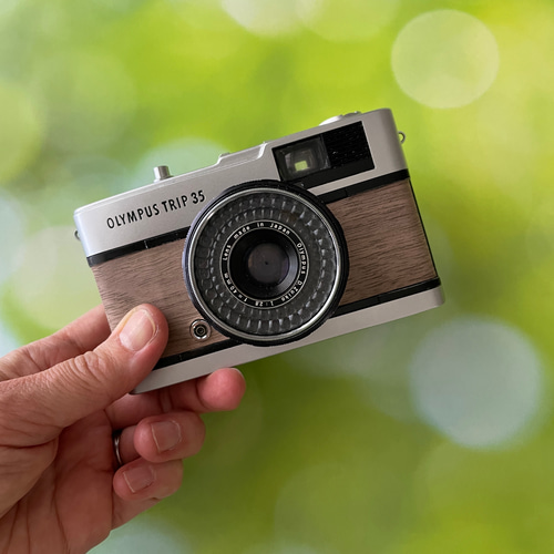 抹茶グリーン Olympus 35DC レトロフィルムカメラ 天然素材 緑