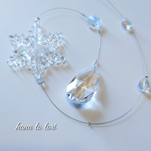 雪の結晶としずくのシンプルサンキャッチャー サンキャッチャー