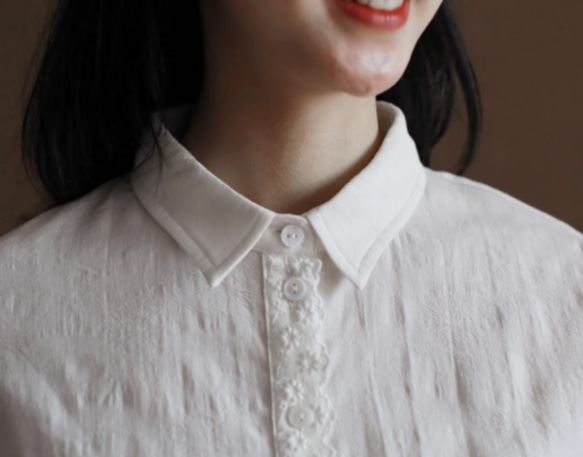 秋色、ホワイト 100％綿.コットンシャツ ブラウス　S-XL　 9枚目の画像