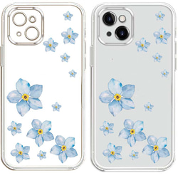 iPhone スマホケース ブルーの花 スマホカバー クリア iPhoneSE/iPhone12mini/iPhoneX 4枚目の画像