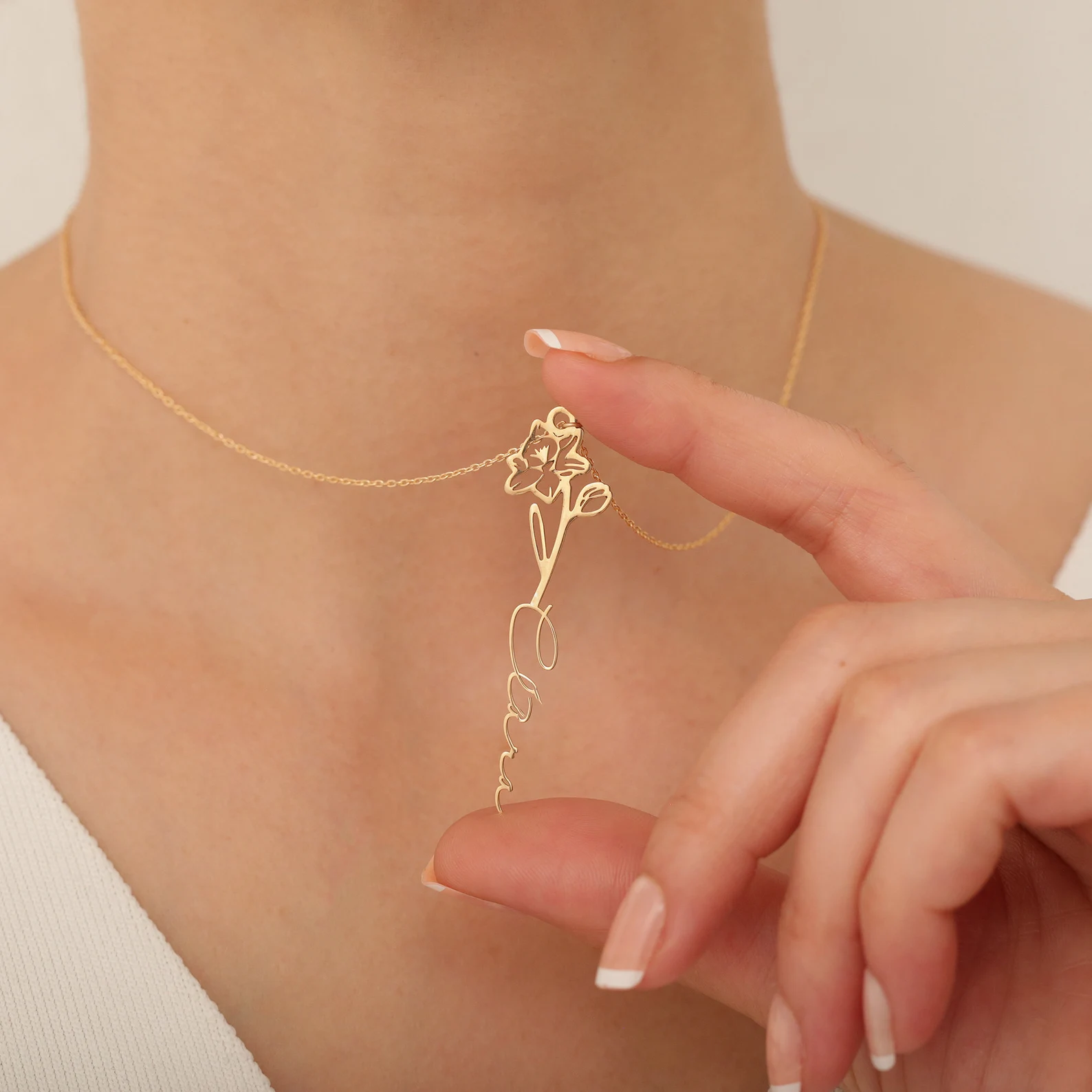 オーダーメイド 誕生花 名入れネックレス シルバー 誕生石 名前ネームネックレス カスタムネックレス花 誕生日周年記念日