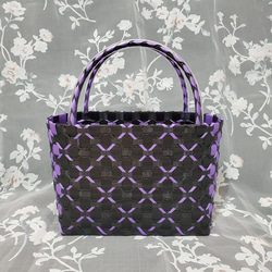 ブンタルかごバッグ　紫✴︎美品