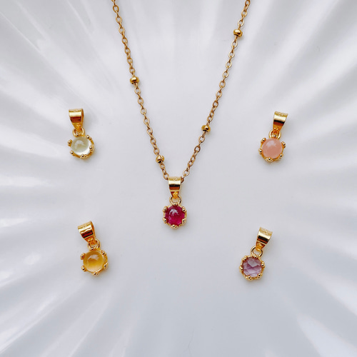 天然石カーネリアン(4mm)の一粒ネックレスチャーム/ペンダント