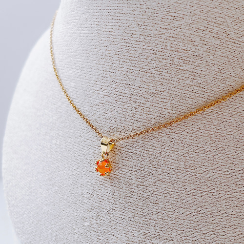 天然石カーネリアン(4mm)の一粒ネックレスチャーム/ペンダントトップ