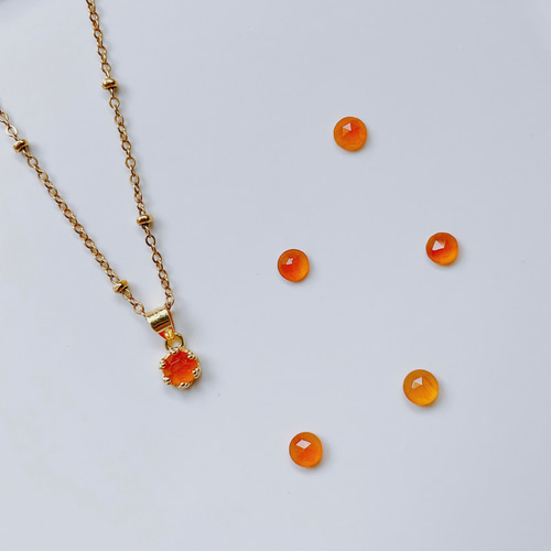 天然石カーネリアン(4mm)の一粒ネックレスチャーム/ペンダントトップ