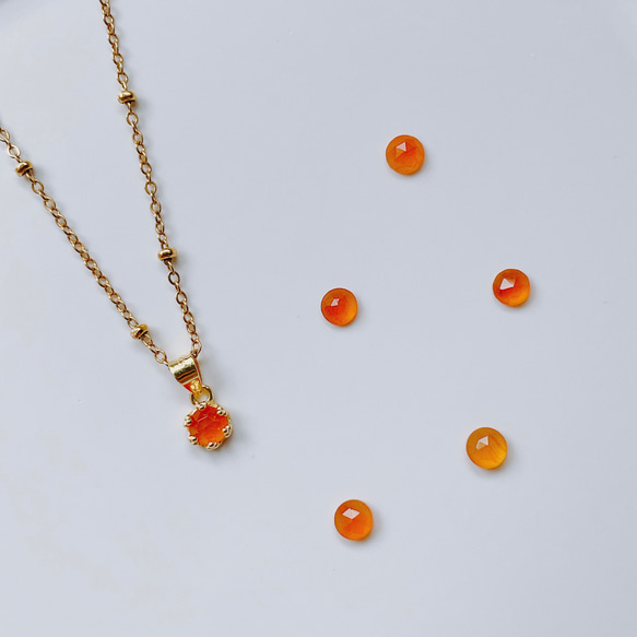 天然石カーネリアン(4mm)の一粒ネックレスチャーム/ペンダントトップ