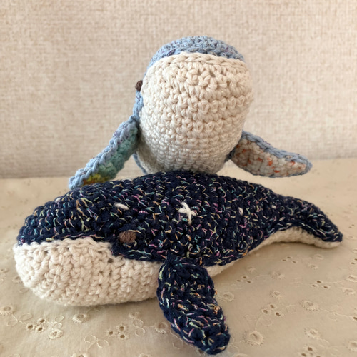 クジラさん 青色 あみぐるみ あみぐるみ koyagi 通販 16790810｜Creema