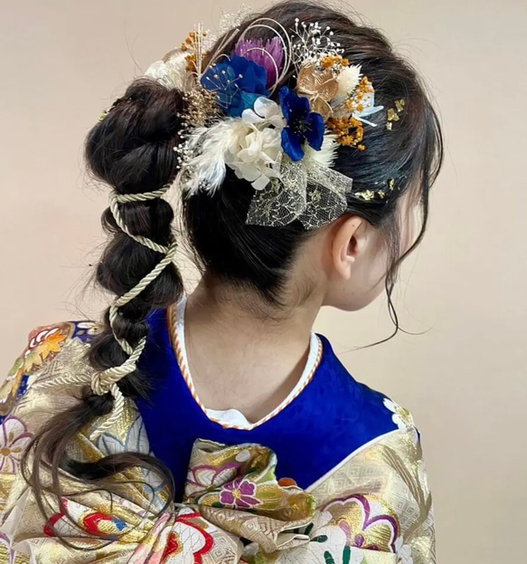 選べる2本組み♡オーガンジーリボンとパールガーランド♡ 成人式　前撮り　卒業式　パール　振袖　和装 6枚目の画像