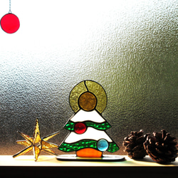 POPなクリスマスツリー・ステンドグラス・サンキャッチャー・窓辺の飾り 2枚目の画像
