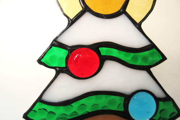 POPなクリスマスツリー・ステンドグラス・サンキャッチャー・窓辺の飾り 7枚目の画像