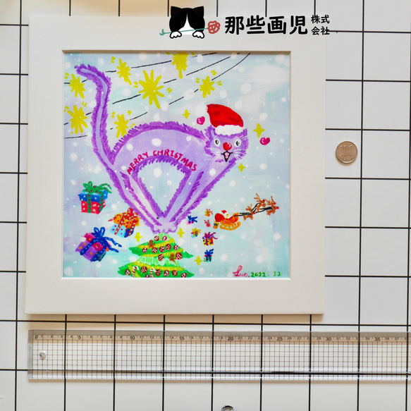 クリスマスプリントイラスト 『てっぺんに立つ傷弓の猫』シリーズ 4枚目の画像
