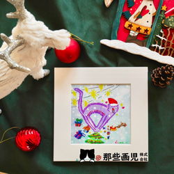クリスマスプリントイラスト 『てっぺんに立つ傷弓の猫』シリーズ 1枚目の画像
