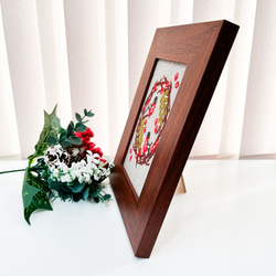 紅腹灰雀聖誕花圈 -Joulu- 斯堪的納維亞刺繡框 [帶框] 布面板相框內飾 第2張的照片